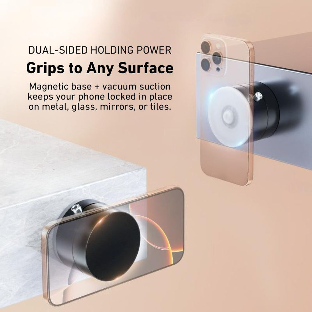 Vacuum Suction Magnetic Phone Mount with Foldable & Retractable Stand