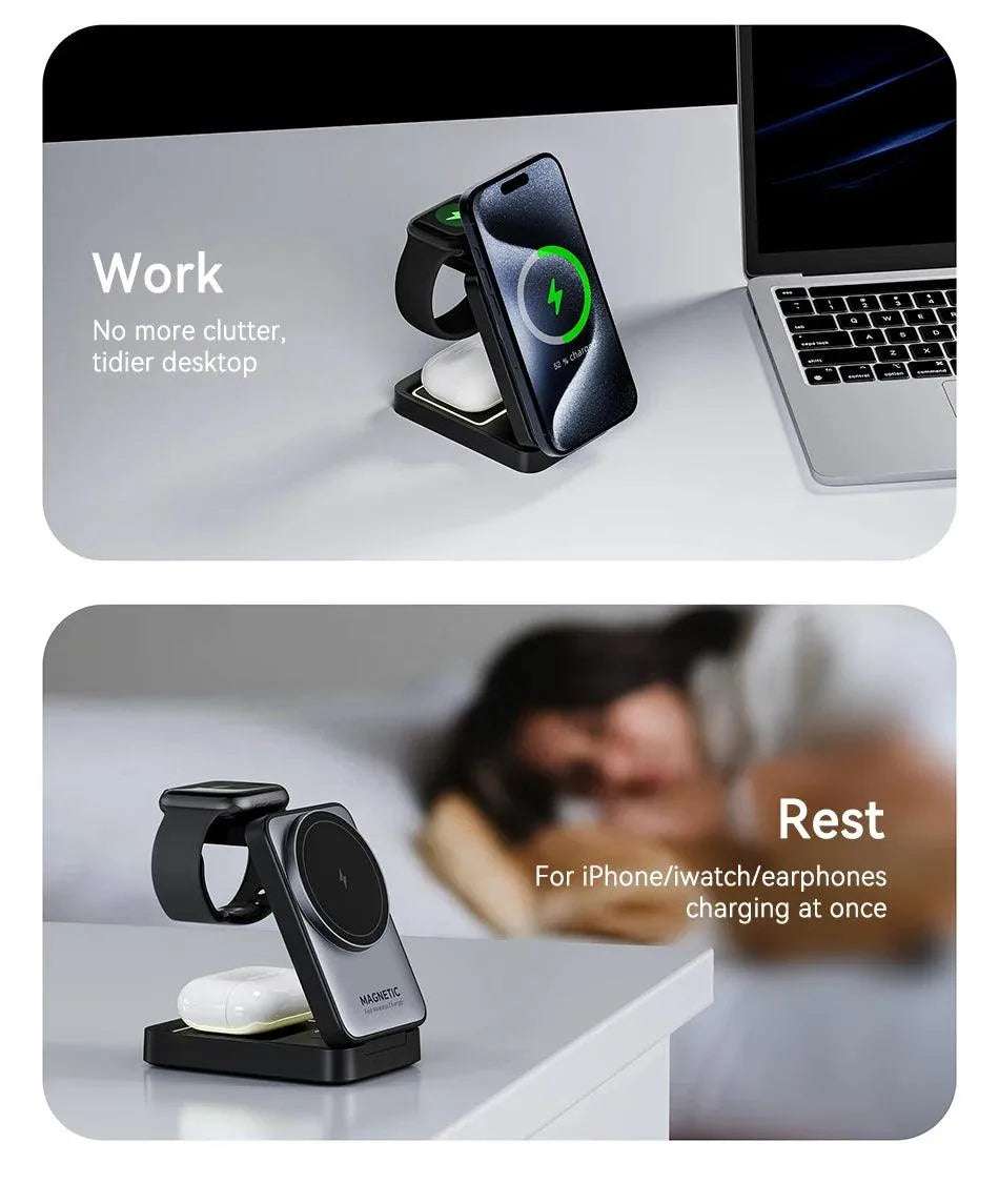 3-in-1 Foldable Wireless Charger for MagSafe