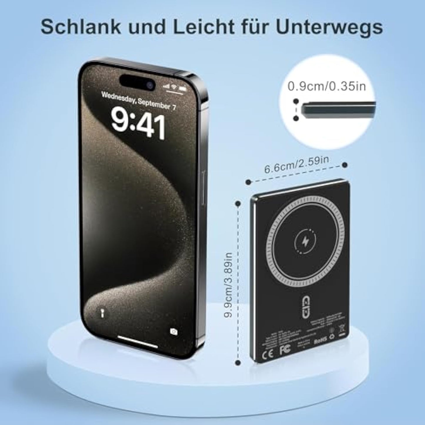 YISH Mag-Safe Powerbank Magnetic Wireless: 5000 mAh Ultra-Slim Magnetic Power Bank, Portable External Battery Pack PD 20 W with Quick Charge USB-C, Compatible with iPhone 16/15/14/13/12 Pro