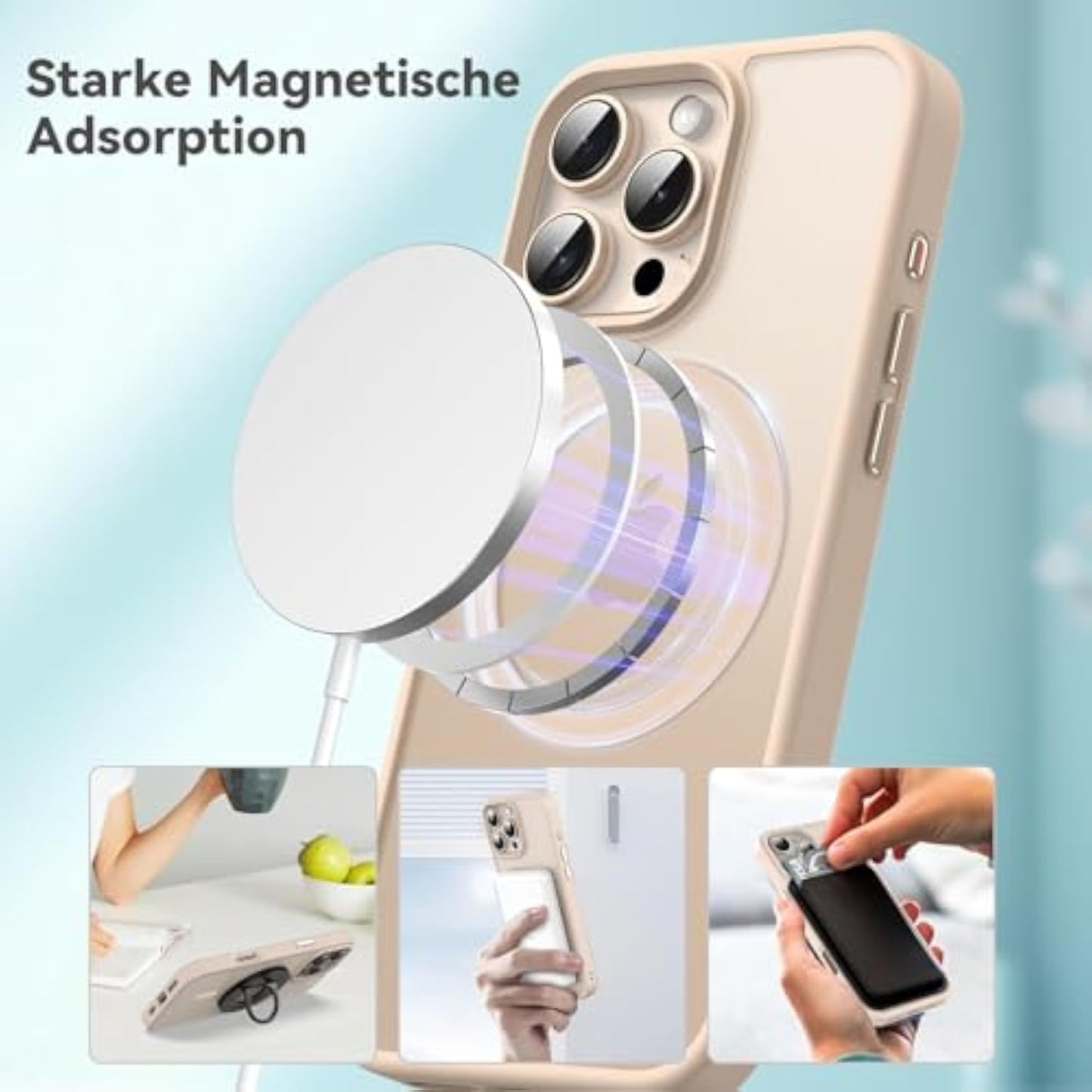 Magnetic Case Compatible with iPhone 16 Pro, Matte Mobile Phone Case Compatible with MagSafe, Shockproof Scratch-Resistant Protective Case, Never Yellowing Back, 6.3 Inch Case, Khaki Gold