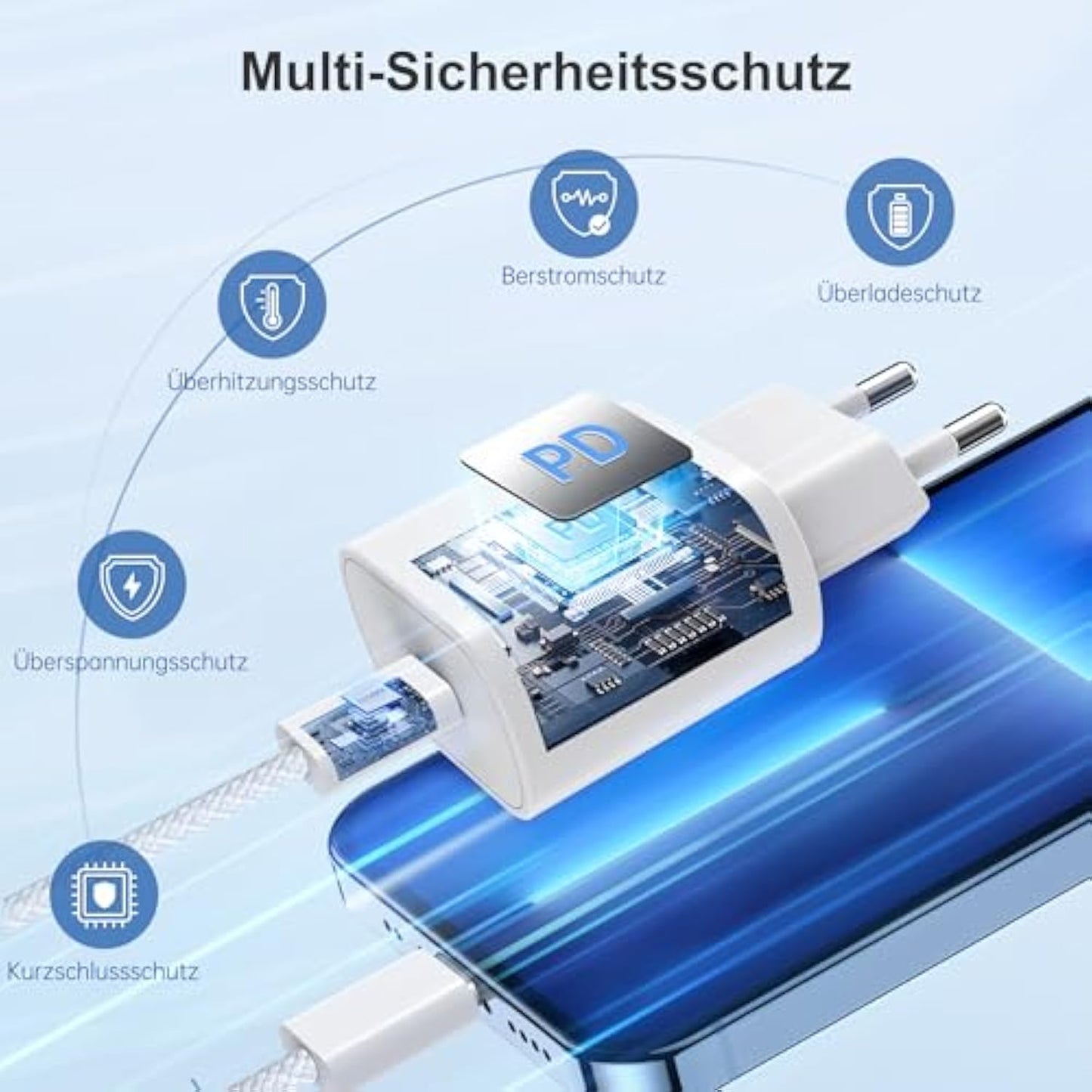 YISH Charger USB C Fast Charger 25W: Power Supply USB Type C PD 3.0 Fast Charger with 60W 1M USB C to C Cable Compatible with iPhone 16 15 Pro Max Samsung Galaxy S25 S24 S23 Pixel Sony iPad
