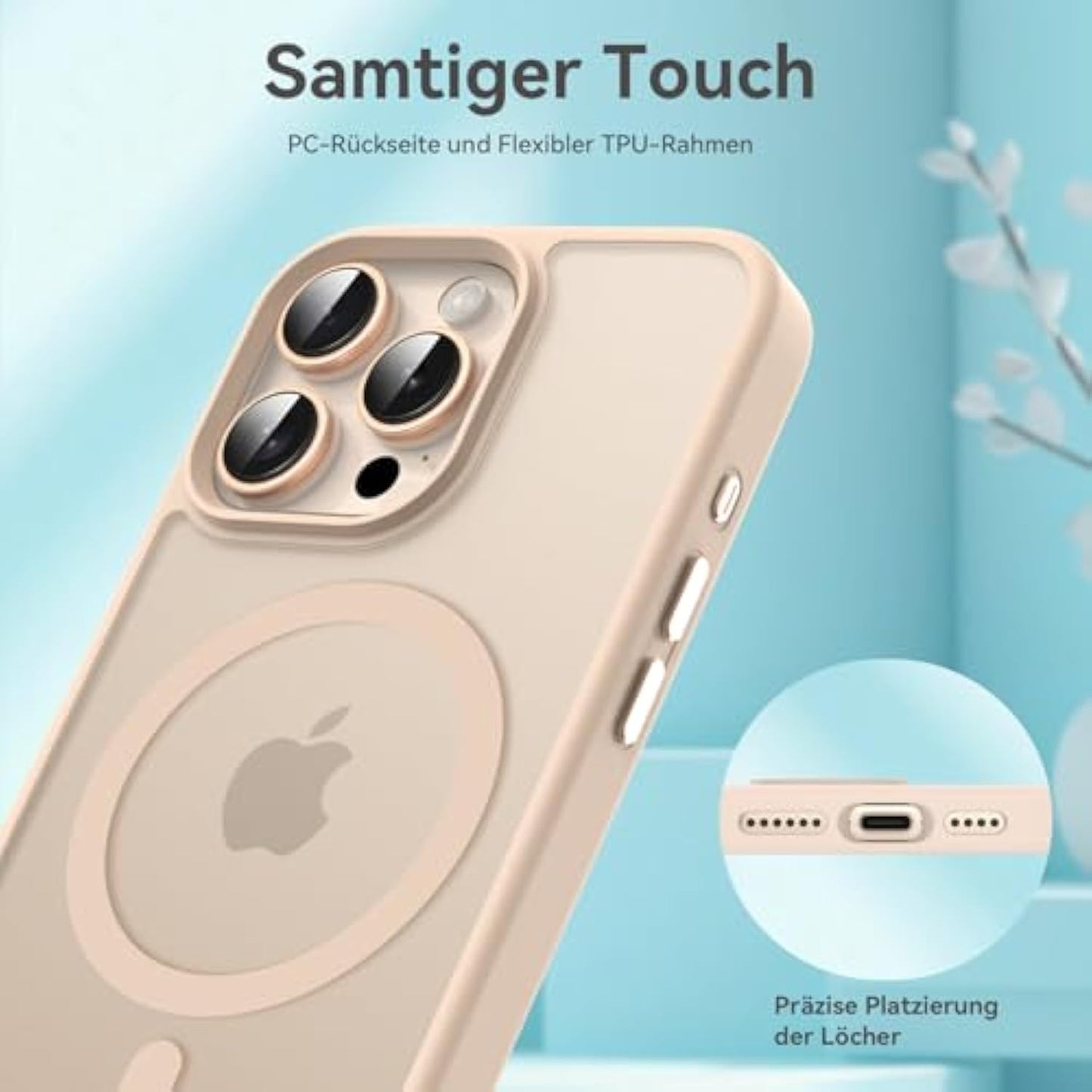 Magnetic Case Compatible with iPhone 16 Pro, Matte Mobile Phone Case Compatible with MagSafe, Shockproof Scratch-Resistant Protective Case, Never Yellowing Back, 6.3 Inch Case, Khaki Gold