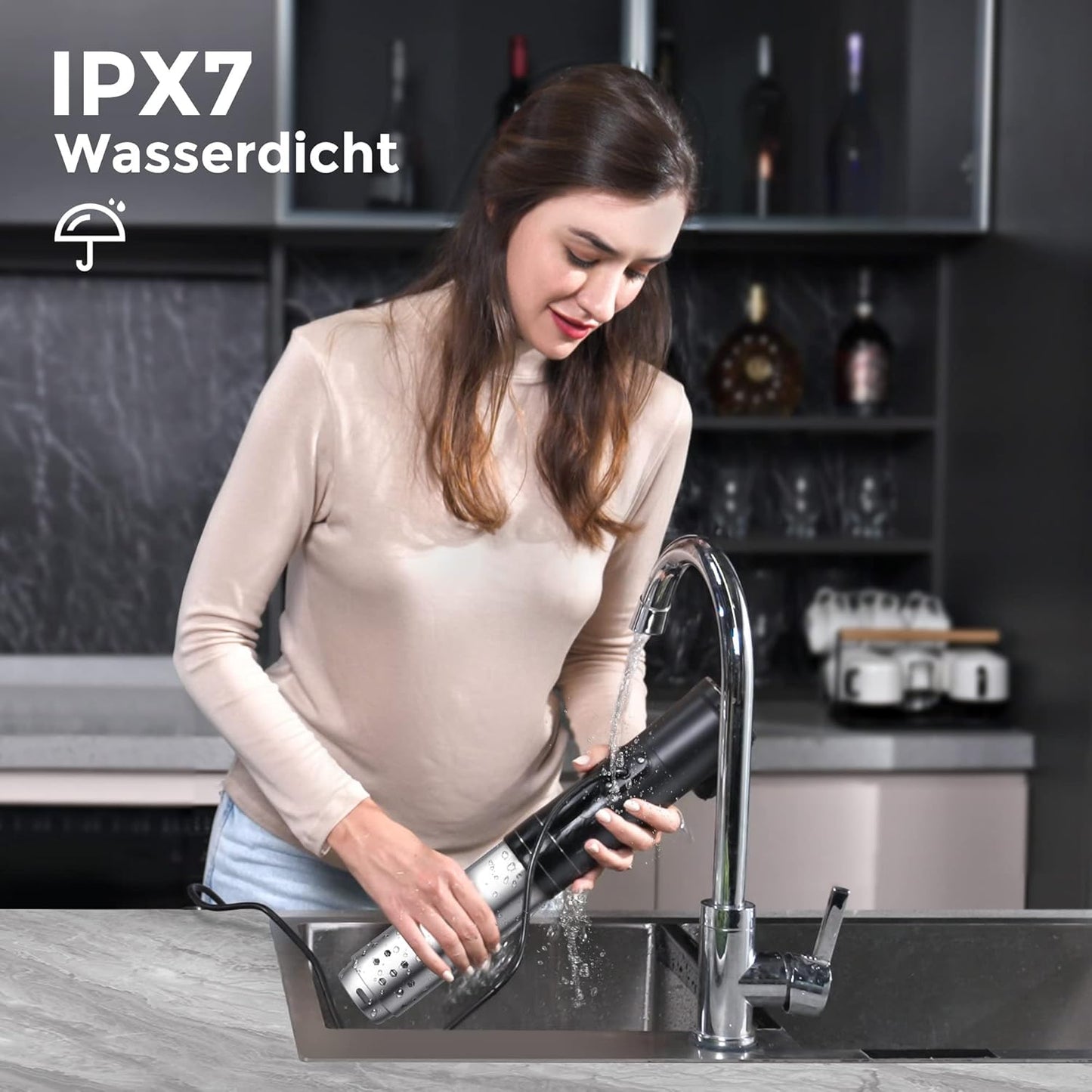 KitchenBoss Sous Vide Garer Stick WLAN: G330 Wifi Precision Cooker Precise Temperature Setting up to 90°C IPX7 Waterproof TFT Touch Display Immersion Diving Ciculator 360° Circulation with Timer