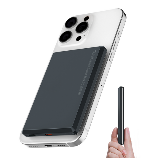YISH Mag-Safe Powerbank Magnetic Wireless: 5000 mAh Ultra-Slim Magnetic Power Bank, Portable External Battery Pack PD 20 W with Quick Charge USB-C, Compatible with iPhone 16/15/14/13/12 Pro