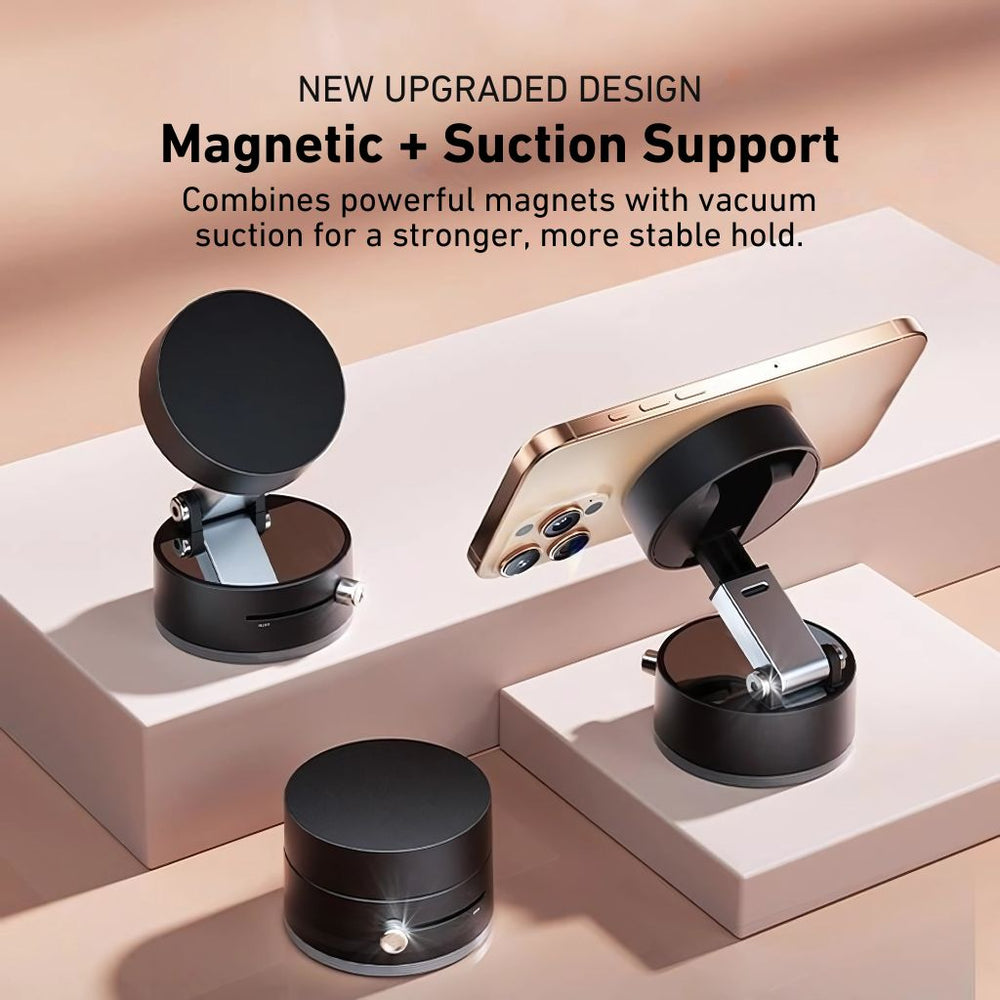 Vacuum Suction Magnetic Phone Mount with Foldable & Retractable Stand