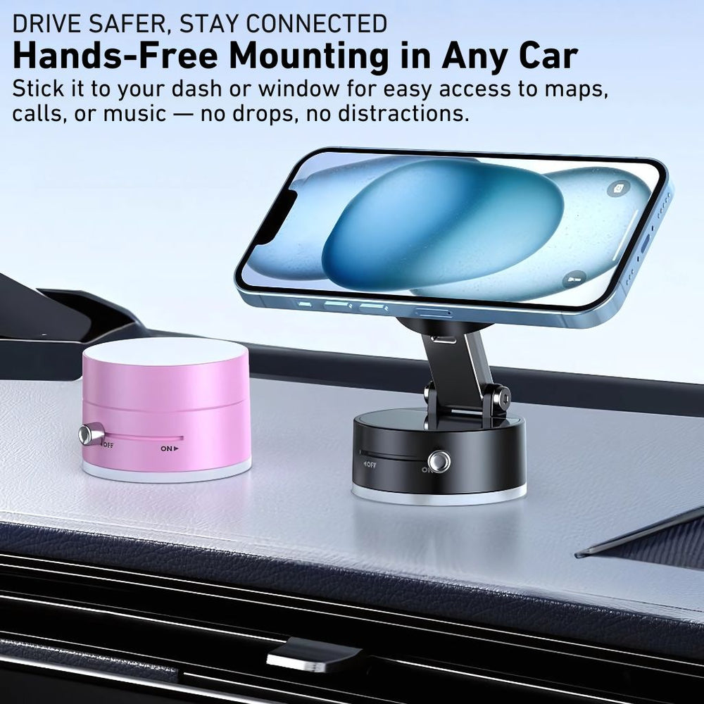 Vacuum Suction Magnetic Phone Mount with Foldable & Retractable Stand