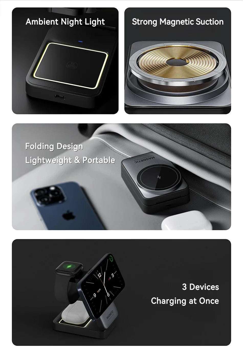 3-in-1 Foldable Wireless Charger for MagSafe