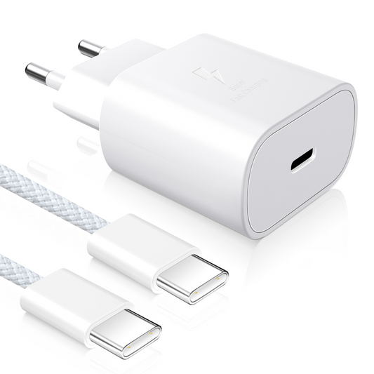 YISH Charger USB C Fast Charger 25W: Power Supply USB Type C PD 3.0 Fast Charger with 60W 1M USB C to C Cable Compatible with iPhone 16 15 Pro Max Samsung Galaxy S25 S24 S23 Pixel Sony iPad