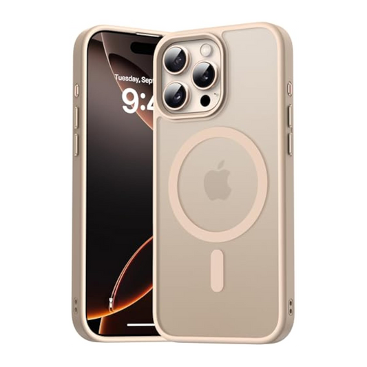 Magnetic Case Compatible with iPhone 16 Pro, Matte Mobile Phone Case Compatible with MagSafe, Shockproof Scratch-Resistant Protective Case, Never Yellowing Back, 6.3 Inch Case, Khaki Gold