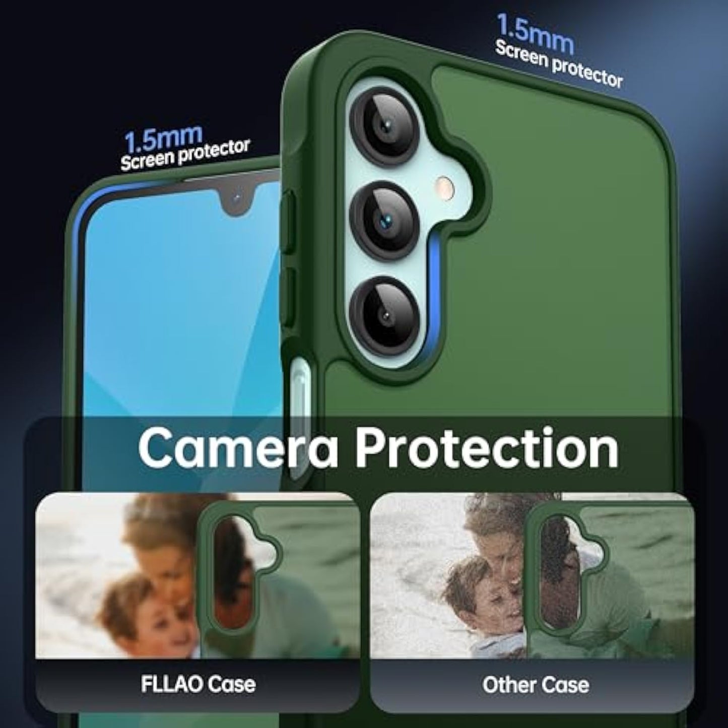 Matte Mobile Phone Case for Samsung Galaxy A16 5G Case and 2 Screen Protectors, with Camera Protection [Military Standard Protection] Translucent PC Back TPU Bumper Case for Samsung A16 - Dark