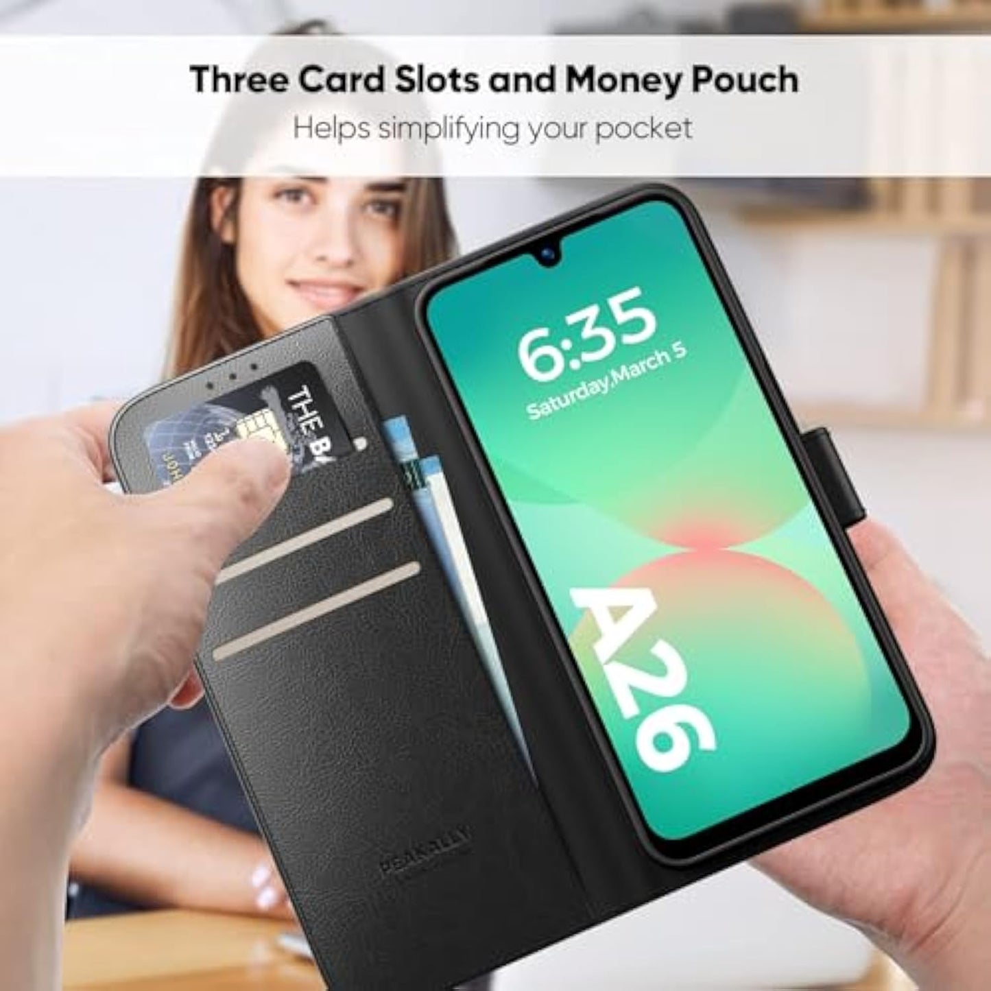 Mobile Phone Case for Samsung Galaxy A26 5G Case [With 1 Piece Tempered Glass Protective Glass] [Premium PU Leather] [RFID Blocking] [Card Slot] [Stand] Flip Case with Galaxy A26 5G / A26 4G