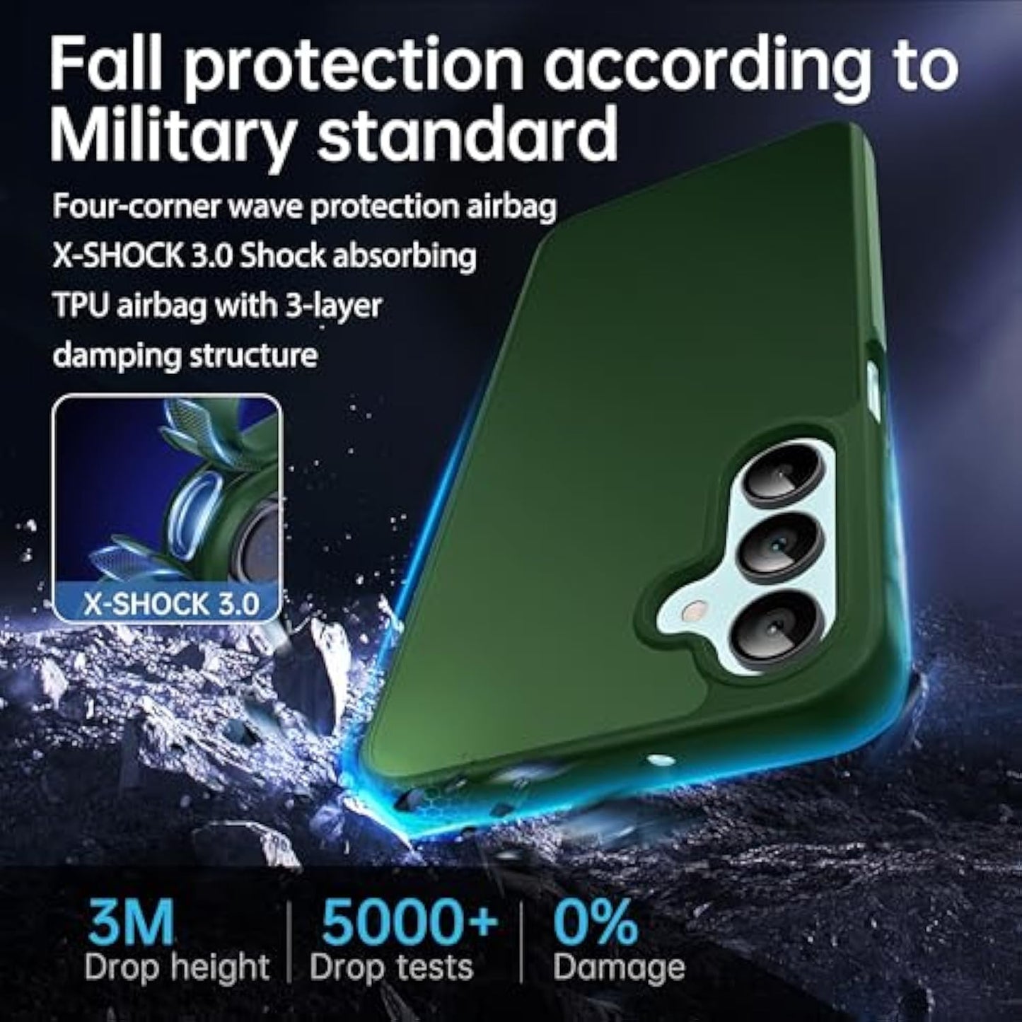 Matte Mobile Phone Case for Samsung Galaxy A16 5G Case and 2 Screen Protectors, with Camera Protection [Military Standard Protection] Translucent PC Back TPU Bumper Case for Samsung A16 - Dark