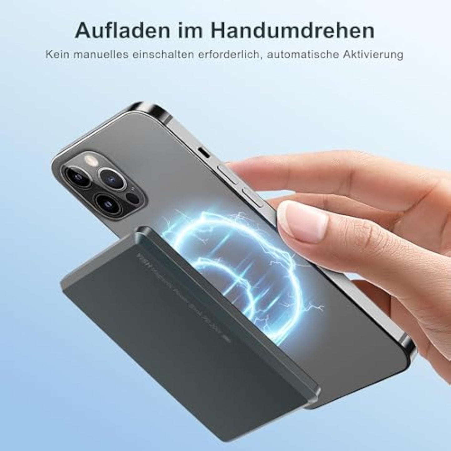 YISH Mag-Safe Powerbank Magnetic Wireless: 5000 mAh Ultra-Slim Magnetic Power Bank, Portable External Battery Pack PD 20 W with Quick Charge USB-C, Compatible with iPhone 16/15/14/13/12 Pro