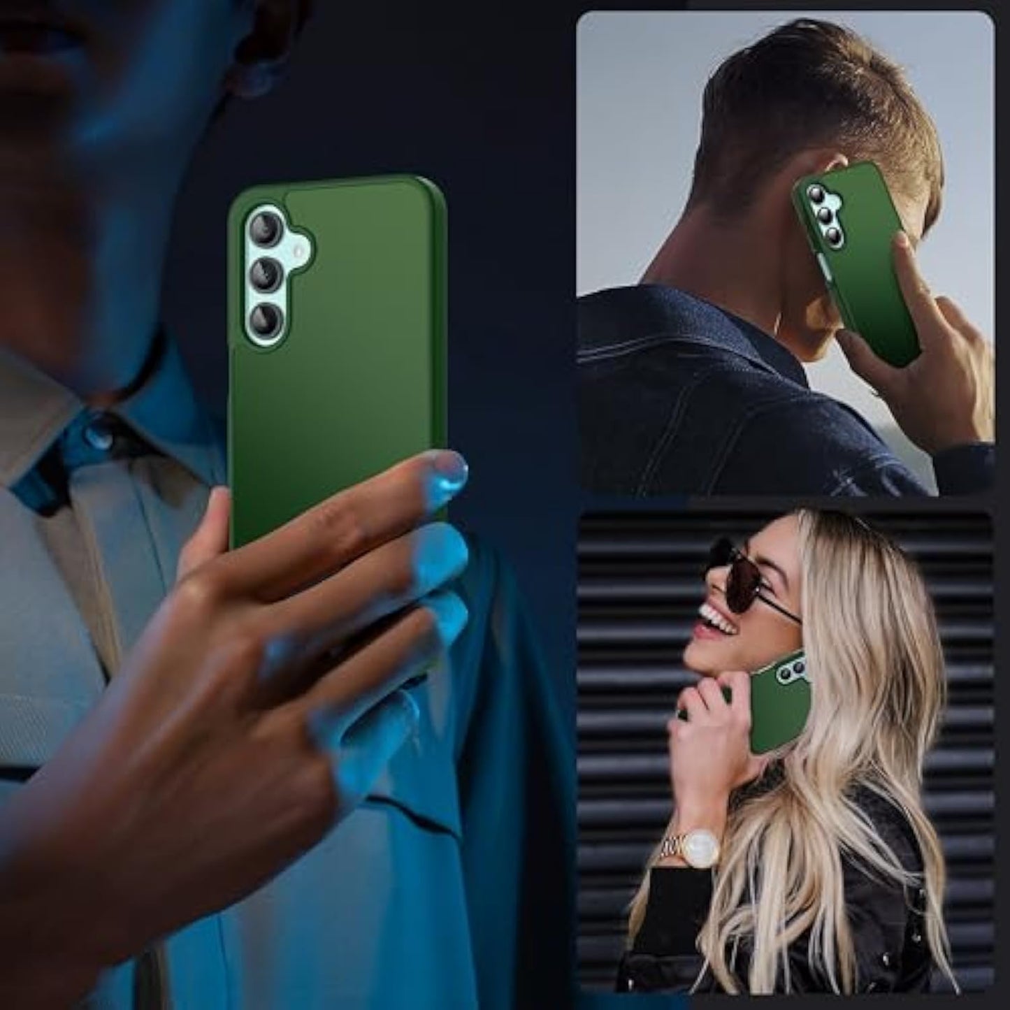 Matte Mobile Phone Case for Samsung Galaxy A16 5G Case and 2 Screen Protectors, with Camera Protection [Military Standard Protection] Translucent PC Back TPU Bumper Case for Samsung A16 - Dark