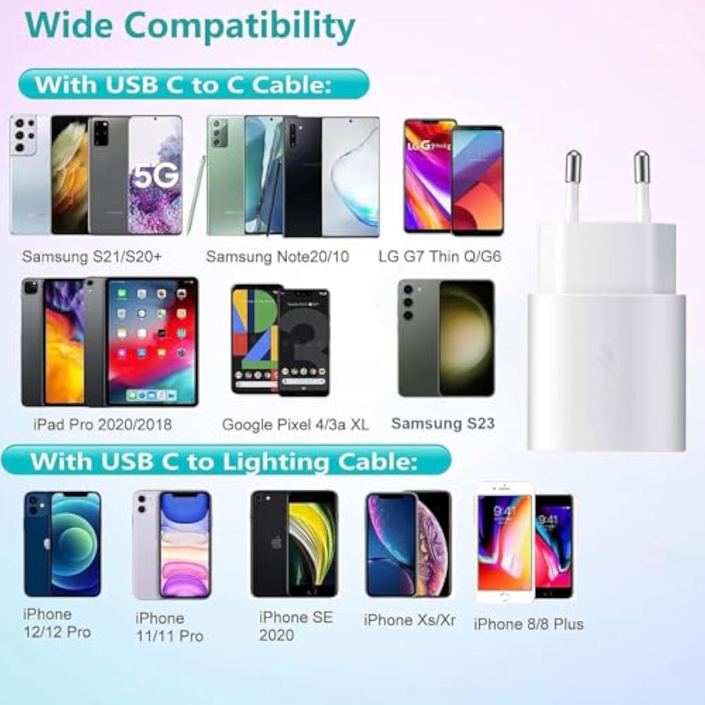 25 W USB C Fast Charger for Samsung Galaxy S24 S23 S22 S21 S20 Ultra FE A55 A54 A34 A23 A15 A05S Z Fold6 Fold5 Flip6 Flip5 5G, Tab S10, S9 for: iPhone 16 15/1 6 15 Pro/16 15 Pro Max/16 15 Plus