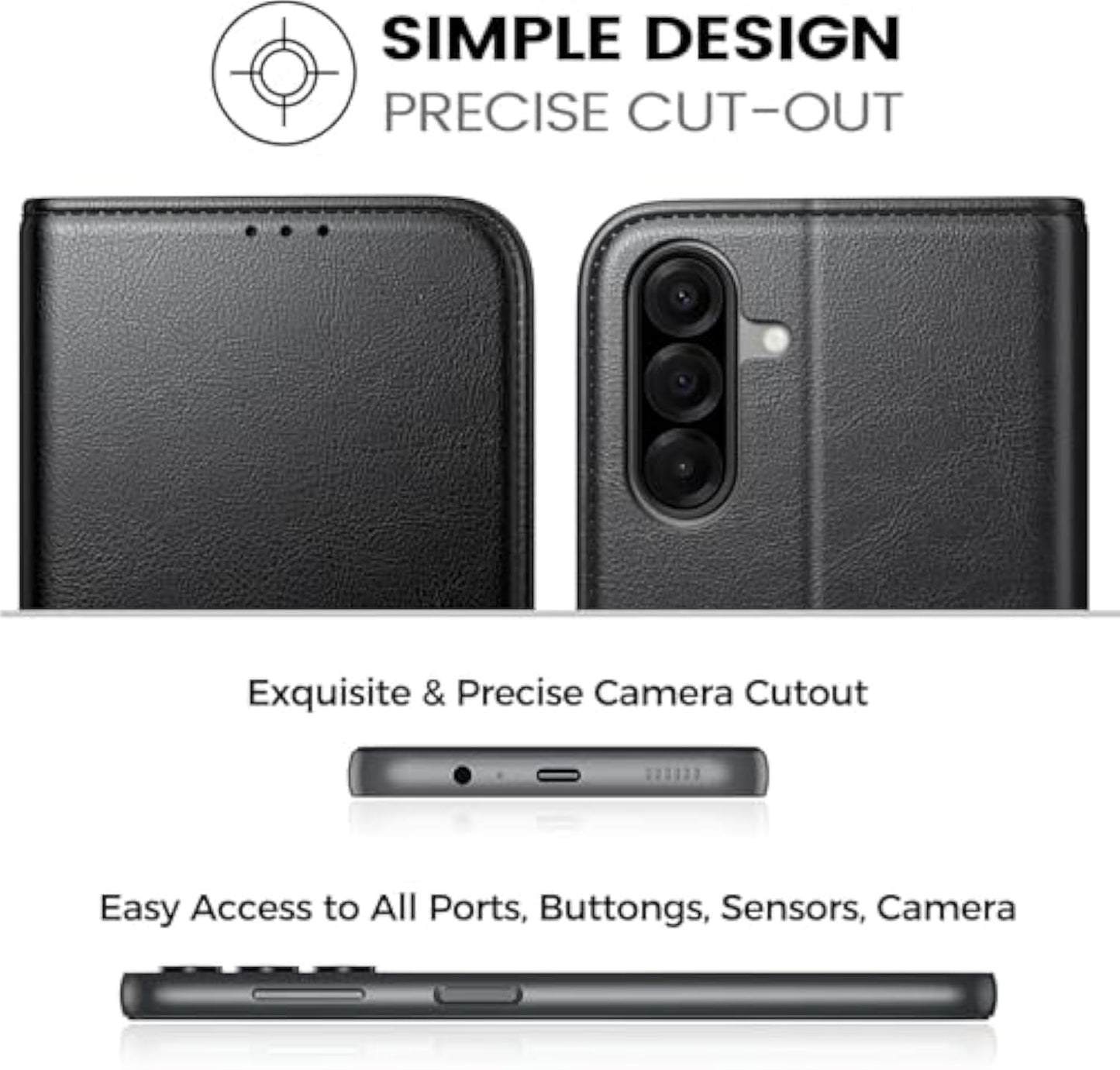 Mobile Phone Case for Samsung Galaxy A26 5G Case [With 1 Piece Tempered Glass Protective Glass] [Premium PU Leather] [RFID Blocking] [Card Slot] [Stand] Flip Case with Galaxy A26 5G / A26 4G